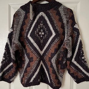 MANGO METALLIC THREAD JACQUARD SWEATER - NEW